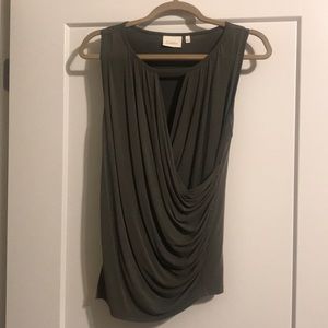Deletta (Anthropologie brand) faux wrap olive top